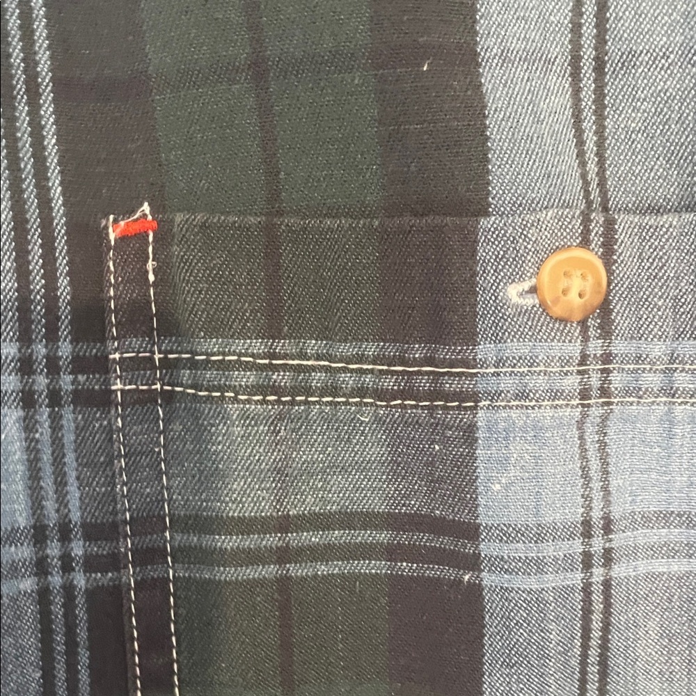 Greatland Men's Blue & Green Plaid Button-Down Shirt plaid and denim - Picture 3 of 4